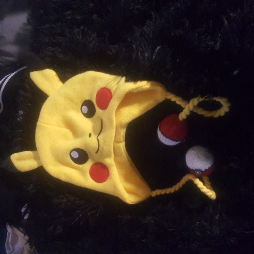 Pikachu beanie with ears and tassles